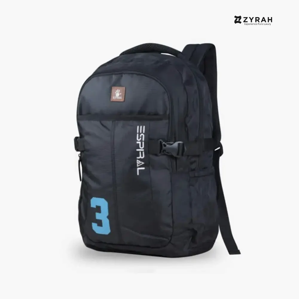 3 Series_1 Water Resistant and Durable School College Backpack By Espiral (Black) - Image 1