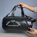 PU Leather Duffel & Gym Bag with Shoe Compartment - Black